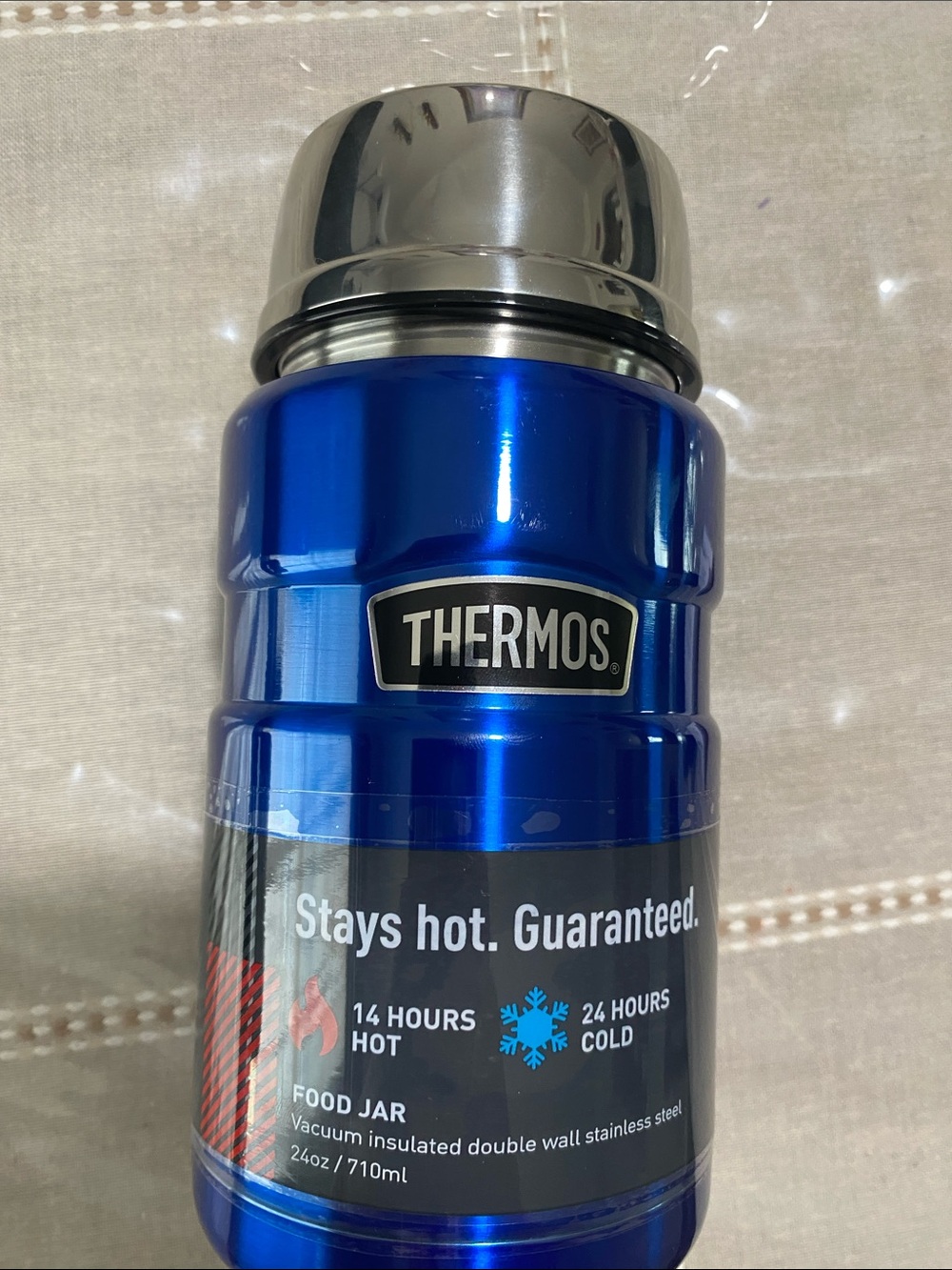 Thermos Blue Stainless Steel Vacuum Food Jar with Silver Lid